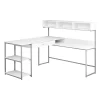 Monarch Specialties Computer Desk, White, Silver Metal Corner