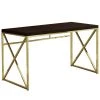 Monarch Specialties Computer Desk, 48"L, Espresso, Gold Metal
