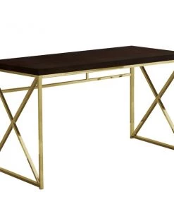 Monarch Specialties Computer Desk, 48"L, Espresso, Gold Metal