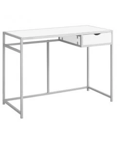 Monarch Specialties Computer Desk, 42"L, White, Silver Metal
