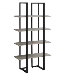 Monarch Specialties Bookcase, 60"H, Dark Taupe, Black Metal
