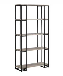 Monarch Specialties Bookcase, 60"H, Dark Taupe, Black Metal