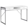 Monarch Specialties Computer Desk, 48"L, White, Silver Metal