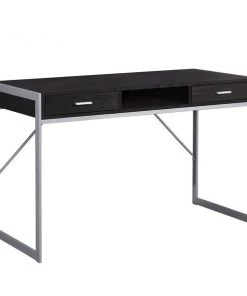 Monarch Specialties Computer Desk, 48"L, Espresso, Silver Metal