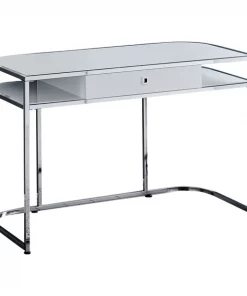Monarch Specialties Computer Desk, 48"L, Glossy White, Chrome Metal