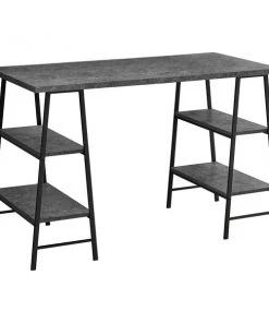 Monarch Specialties Computer Desk, 48"L, Grey Stone-Look, Black Metal