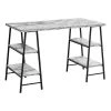 Monarch Specialties Computer Desk, 48"L, White Marble-Look, Black Metal