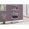 Monarch Specialties Bookcase, 60"H, Grey Cement With Tempered Glass
