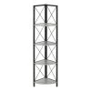 Monarch Specialties Corner Etagere Bookcase - 60"H / Grey / Black Metal