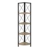 Monarch Specialties Corner Etagere Bookcase - 60"H / Dark Taupe / Black Metal