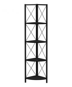 Monarch Specialties Corner Etagere Bookcase - 60"H / Black / Black Metal