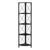 Monarch Specialties Corner Etagere Bookcase - 60"H / Black Marble-Look / Black Metal