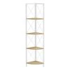 Monarch Specialties Corner Etagere Bookcase - 60"H / Natural / White Metal
