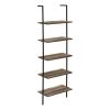 Monarch Specialties Ladder Bookcase - 72"H Brown Reclaimed-Look / Black Metal