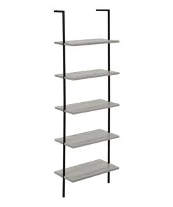 Monarch Specialties Ladder Bookcase - 72"H Grey / Black Metal