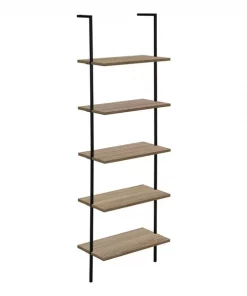Monarch Specialties Ladder Bookcase - 72"H Dark Taupe / Black Metal