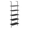 Monarch Specialties Ladder Bookcase - 72"H Black Marble-Look / Black Metal