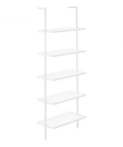 Monarch Specialties Ladder Bookcase - 72"H White / White Metal