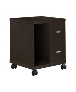 Monarch Specialties OFFICE CABINET - ESPRESSO 2 DRAWER ON CASTORS