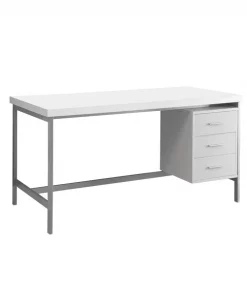 Monarch Specialties COMPUTER DESK - 60"L / WHITE / SILVER METAL
