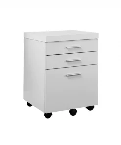 Monarch Specialties FILING CABINET - 3 DRAWER / WHITE ON CASTORS