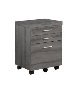 Monarch Specialties FILING CABINET - 3 DRAWER / DARK TAUPE ON CASTORS