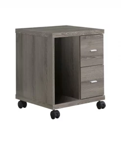 Monarch Specialties OFFICE CABINET - DARK TAUPE WITH 2 DRAWERS ON CASTORS
