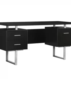 Monarch Specialties COMPUTER DESK - 60"L / ESPRESSO / SILVER METAL