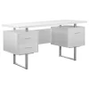 Monarch Specialties COMPUTER DESK - 60"L / WHITE / SILVER METAL