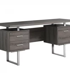 Monarch Specialties COMPUTER DESK - 60"L / DARK TAUPE / SILVER METAL