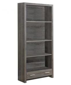 Monarch Specialties BOOKCASE - 71"H / DARK TAUPE WITH A STORAGE DRAWER