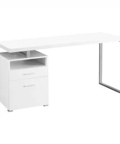 Monarch Specialties COMPUTER DESK - 60"L / WHITE / SILVER METAL