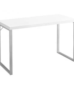 Monarch Specialties COMPUTER DESK - 48"L / WHITE / SILVER METAL