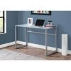 Monarch Specialties Computer Desk, 48"L, Silver Metal/ White Tempered Glass