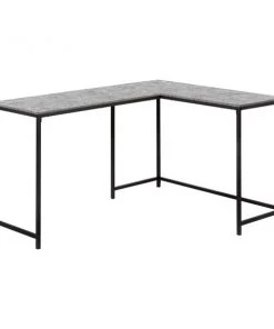 Monarch Specialties COMPUTER DESK - 58"L/ GREY STONE-LOOK/ BLACK METAL CORNER