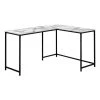 Monarch Specialties COMPUTER DESK - 58"L / WHITE MARBLE / BLACK METAL CORNER