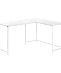 Monarch Specialties COMPUTER DESK - 58"L / WHITE TOP / WHITE METAL CORNER