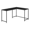 Monarch Specialties COMPUTER DESK - 58"L / BLACK MARBLE / BLACK METAL CORNER