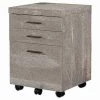 Monarch Specialties FILING CABINET - 3 DRAWER / GREY RECLAIMED WOOD / CASTORS