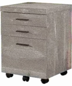 Monarch Specialties FILING CABINET - 3 DRAWER / GREY RECLAIMED WOOD / CASTORS