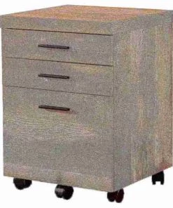 Monarch Specialties FILING CABINET - 3 DRAWER / TAUPE RECLAIMED WOOD/ CASTORS