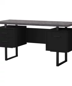 Monarch Specialties COMPUTER DESK - 60"L / BLACK / GREY TOP / BLACK METAL