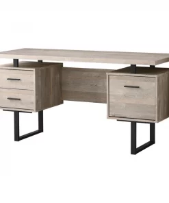 Monarch Specialties COMPUTER DESK - 60"L / TAUPE RECLAIMED WOOD / BLACK METAL