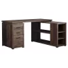 Monarch Specialties COMPUTER DESK - BROWN RECLAIMED WOOD L/R FACING CORNER