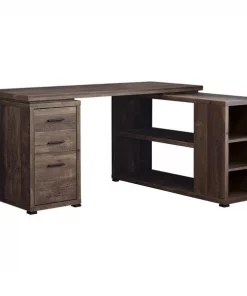 Monarch Specialties COMPUTER DESK - BROWN RECLAIMED WOOD L/R FACING CORNER
