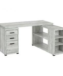 Monarch Specialties COMPUTER DESK - GREY RECLAIMED WOOD L/R FACING CORNER