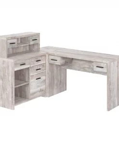 Monarch Specialties COMPUTER DESK - TAUPE RECLAIMED WOOD L/R FACING CORNER