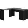 Monarch Specialties COMPUTER DESK - BLACK / GREY TOP CORNER W/ TEMPERED GLASS