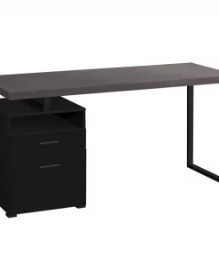 Monarch Specialties COMPUTER DESK - 60"L / BLACK / GREY TOP / BLACK METAL