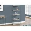 Monarch Specialties Bookcase, 60"H, Grey Reclaimed Wood-Look /Glass Panels